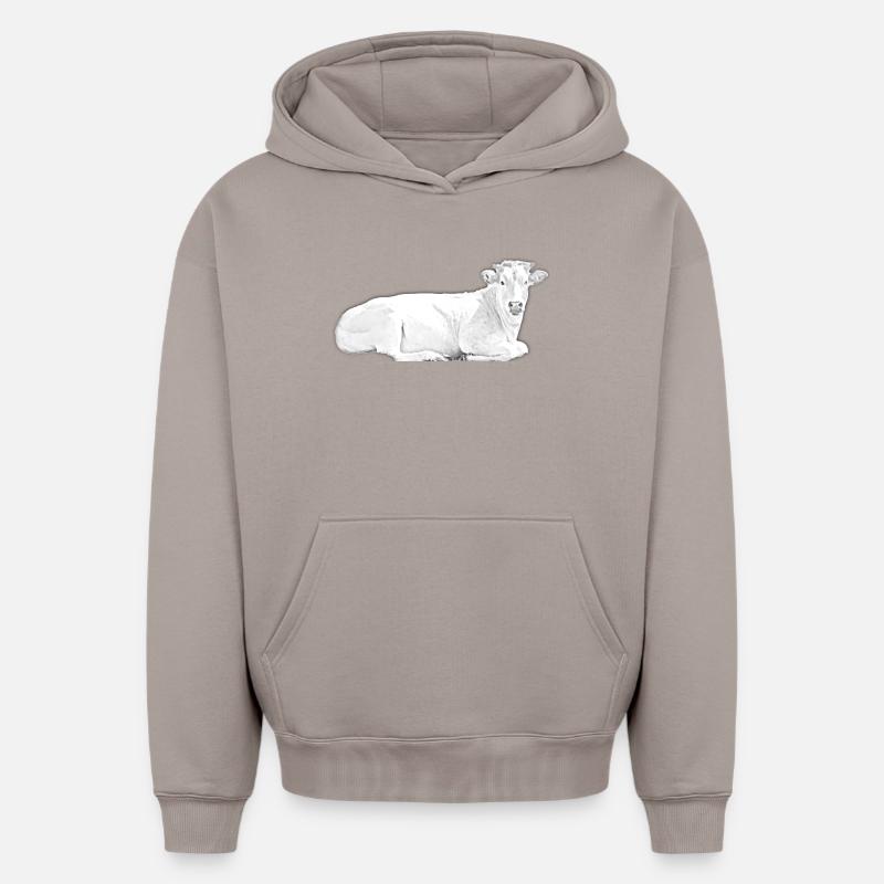 Vache - Sweat à capuche unisexe oversize épais SPREAD - taupe