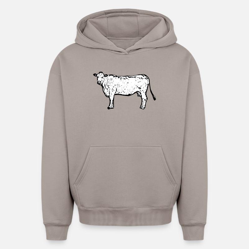 Vache - Sweat à capuche unisexe oversize épais SPREAD - taupe
