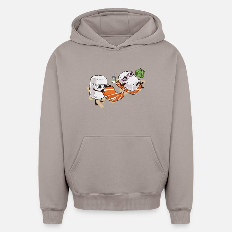Sushis d’été - Sweat à capuche unisexe oversize épais SPREAD - taupe