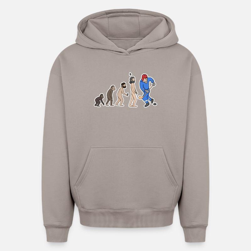 Evolution Eishockeyspieler  - Oversized Heavyweight Unisex Hoodie - Taupe