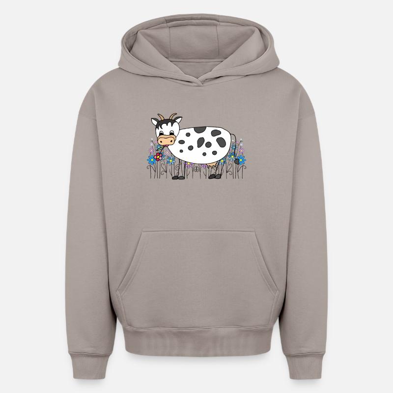 Vache - Sweat à capuche unisexe oversize épais SPREAD - taupe