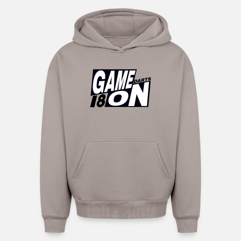 Fléchettes, fléchettes GAME_ON_180_Darts - Sweat à capuche unisexe oversize épais SPREAD - taupe