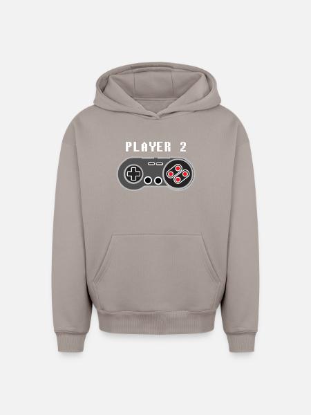 Player 2 Pixel Controller-Grafik - Oversized Heavyweight Unisex Hoodie - Taupe
