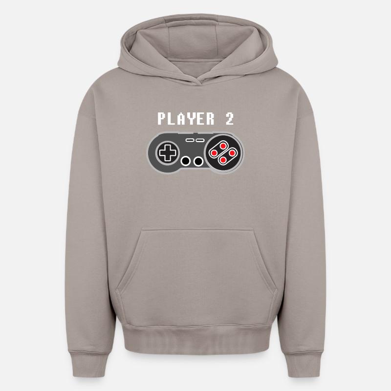 Player 2 Pixel Controller-Grafik - Oversized Heavyweight Unisex Hoodie - Taupe