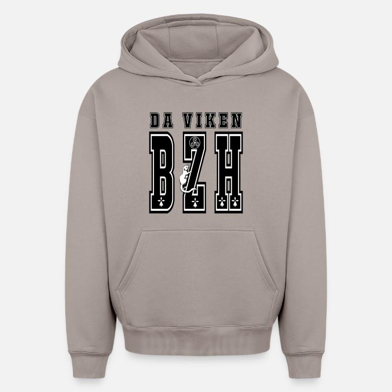 da viken BZH - Sweat à capuche unisexe oversize épais SPREAD - taupe