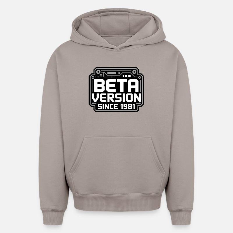 Conception de logo Retro Tech - Sweat à capuche unisexe oversize épais SPREAD - taupe