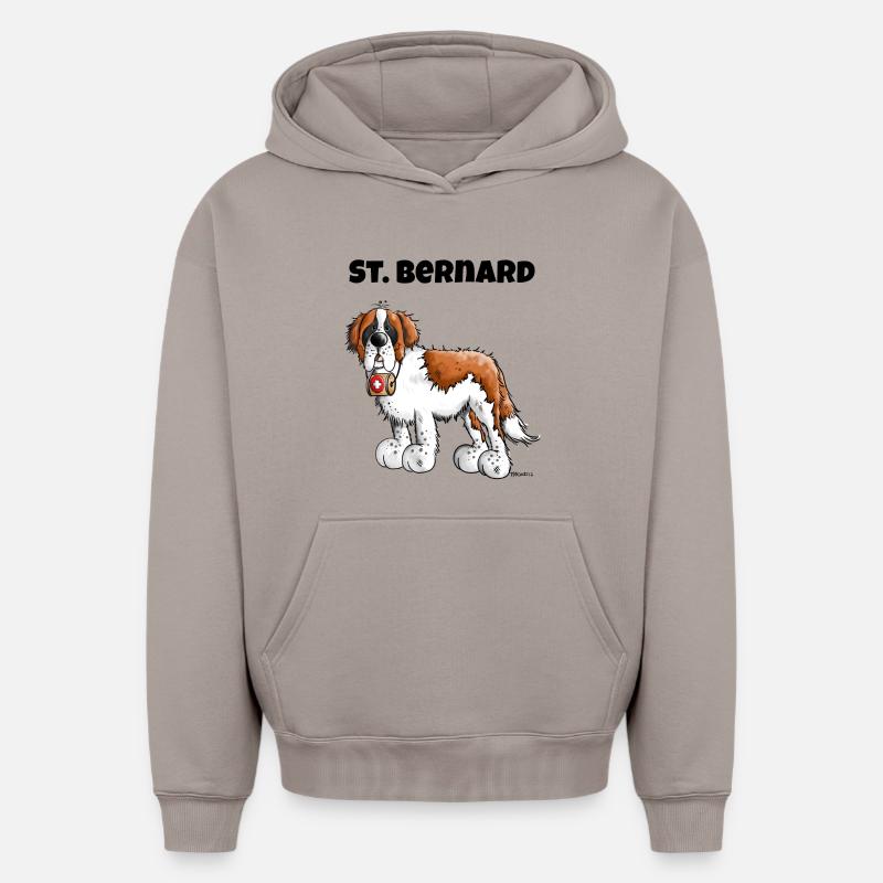 Saint Bernard - Sweat à capuche unisexe oversize épais SPREAD - taupe