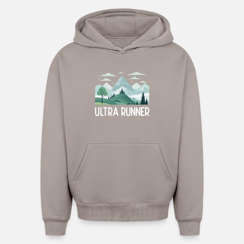 Ultra coureur - Sweat à capuche unisexe oversize épais SPREAD - taupe
