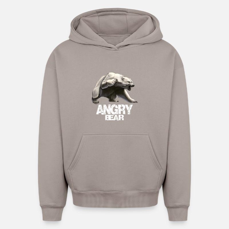 Ours en colère - Sweat à capuche unisexe oversize épais SPREAD - taupe