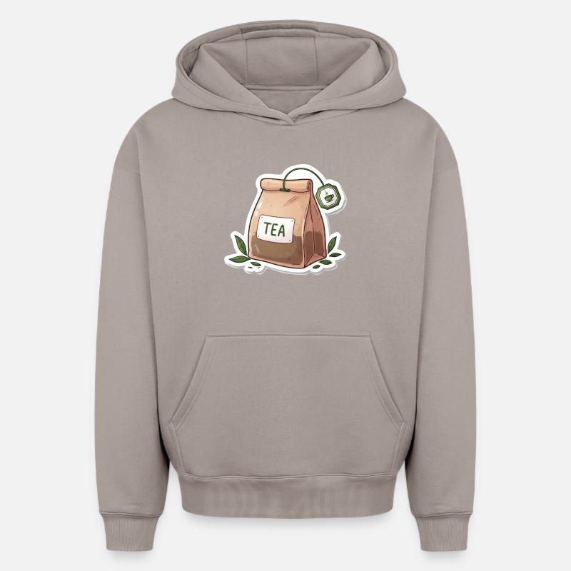 Illustration de sachet de thé - Sweat à capuche unisexe oversize épais SPREAD - taupe