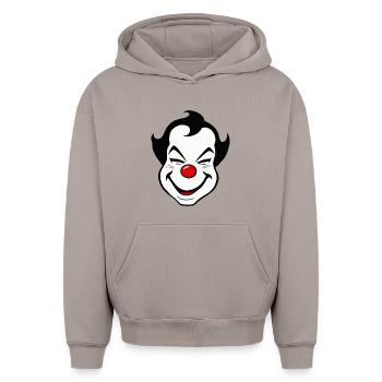 Cheerful Clown Face Carnival Carnival Carnival - Oversized Heavyweight Unisex Hoodie - taupe - Front - AI Model Female 172 light (172cm) & AI Model Male 185 light (185cm)