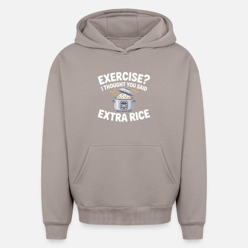 Blague sur le riz : Riz en extra - Sweat à capuche unisexe oversize épais SPREAD - taupe