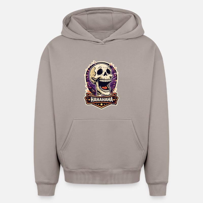 Autocollant Éclatement de Crâne Rieur - Sweat à capuche unisexe oversize épais SPREAD - taupe