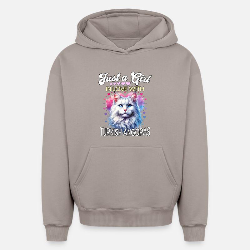 Türkisch Angorakatze Mädchen - Oversized Heavyweight Unisex Hoodie - Taupe