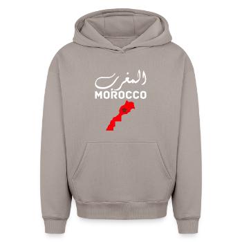 Morocco Graphic Funny Morocco Nation Flag Morocco - Sweat à capuche unisexe oversize épais SPREAD - taupe - Devant - AI Model Female 172 light (172cm) & AI Model Male 185 light (185cm)