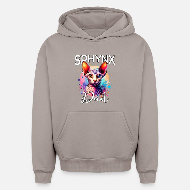 Sphynx Cat Dad - Sweat à capuche unisexe oversize épais SPREAD - taupe