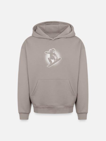 Snowboard Halftone Action - Oversized Heavyweight Unisex Hoodie - Taupe