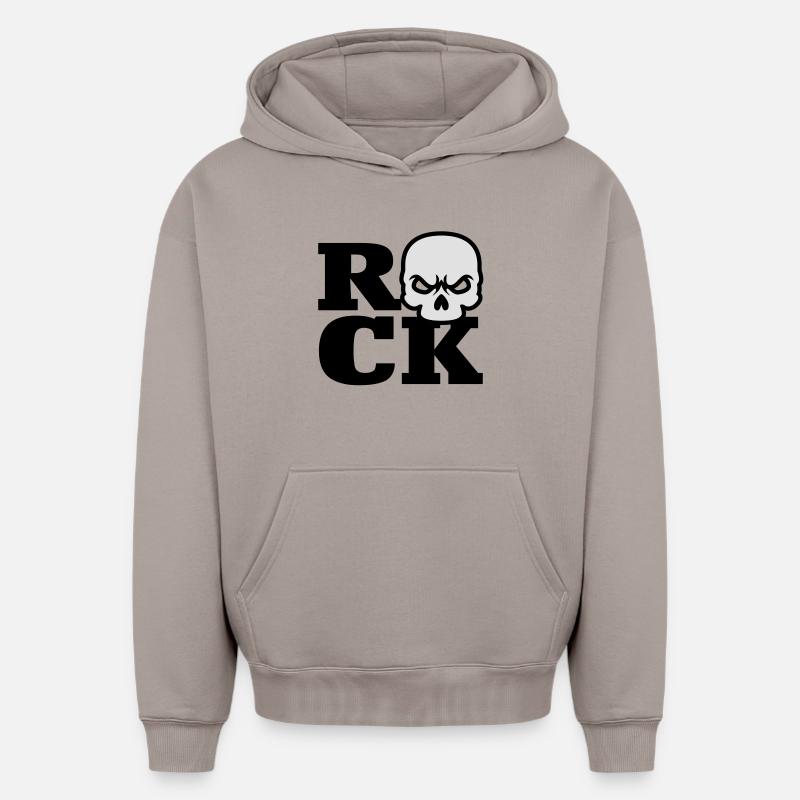 Rock Skull - Sweat à capuche unisexe oversize épais SPREAD - taupe