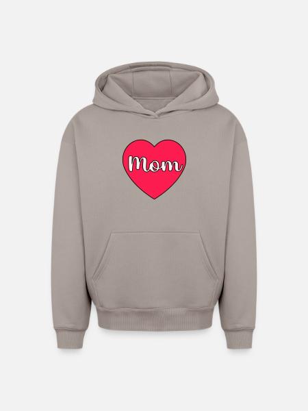 Mom Heart - Oversized Heavyweight Unisex Hoodie - taupe