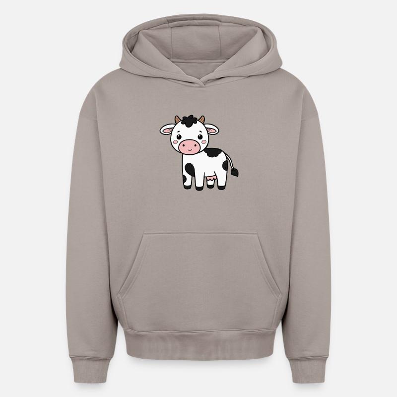Vache Vaches - Sweat à capuche unisexe oversize épais SPREAD - taupe