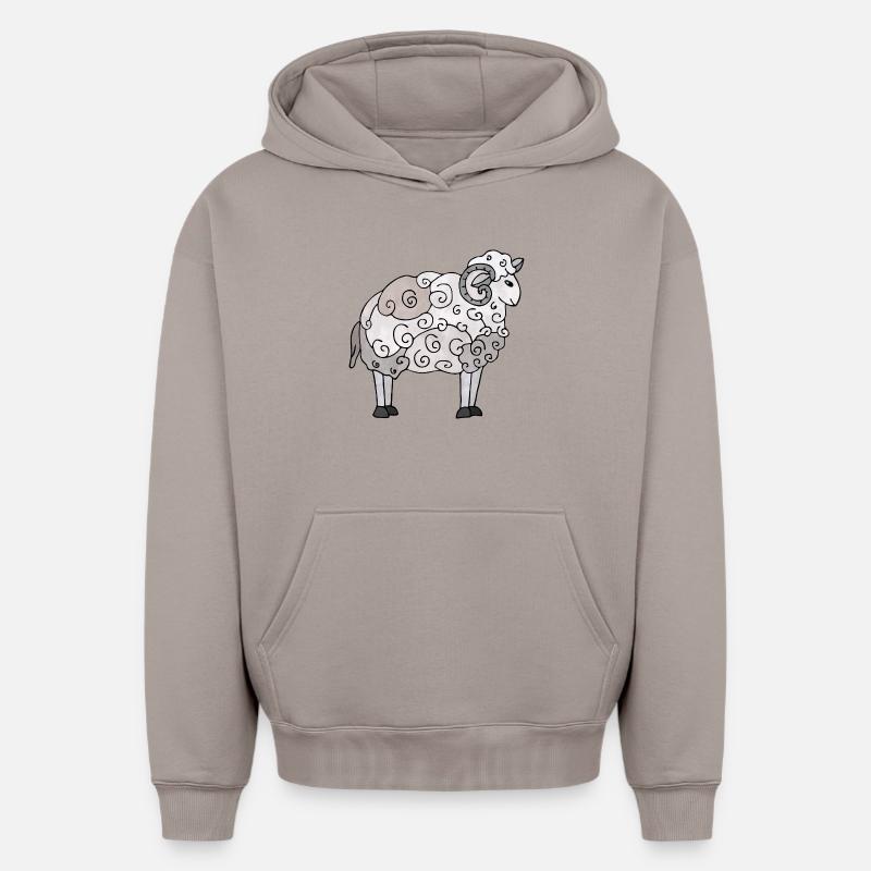 bélier - Sweat à capuche unisexe oversize épais SPREAD - taupe
