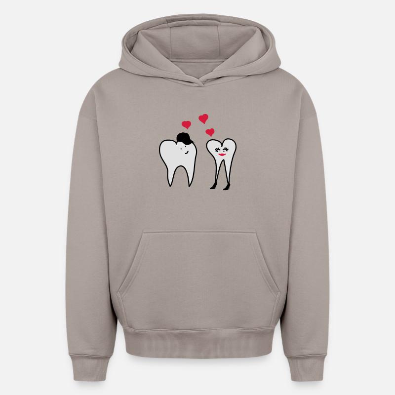 Dents de l'amour - Sweat à capuche unisexe oversize épais SPREAD - taupe