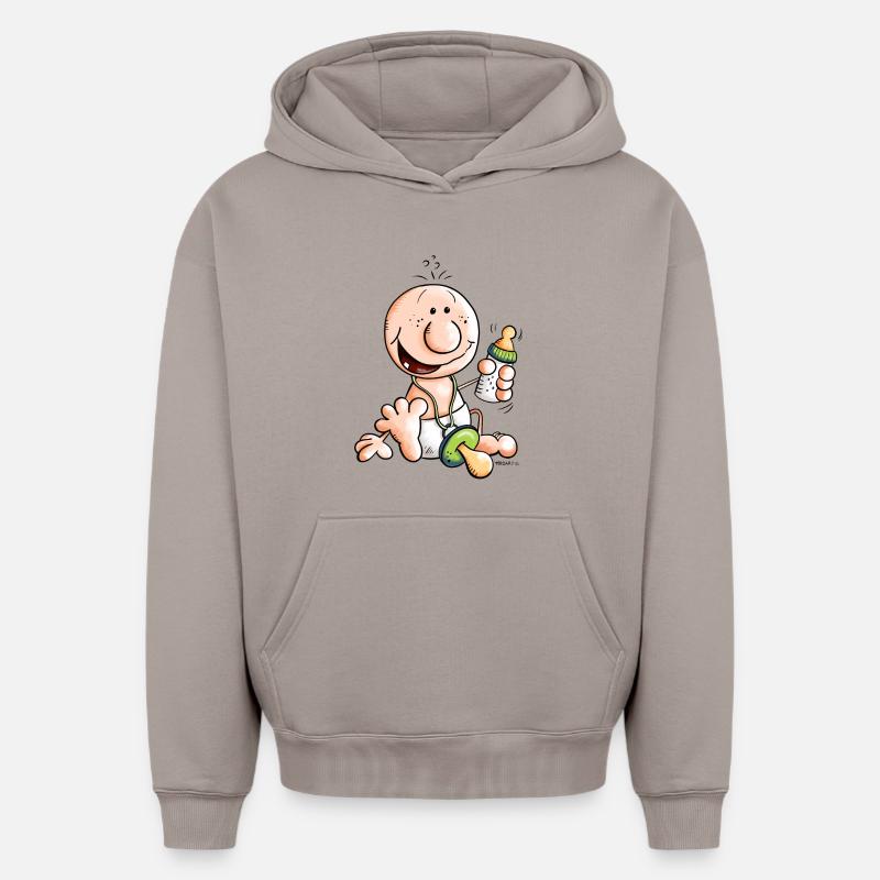 Bébé heureux - Sweat à capuche unisexe oversize épais SPREAD - taupe