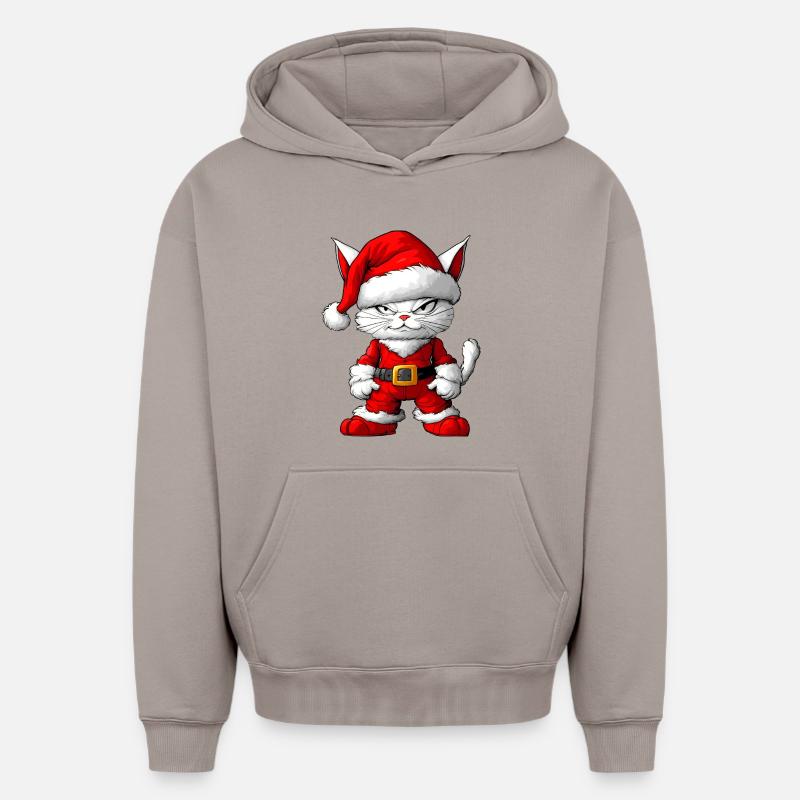 Chat de Noël - Sweat à capuche unisexe oversize épais SPREAD - taupe