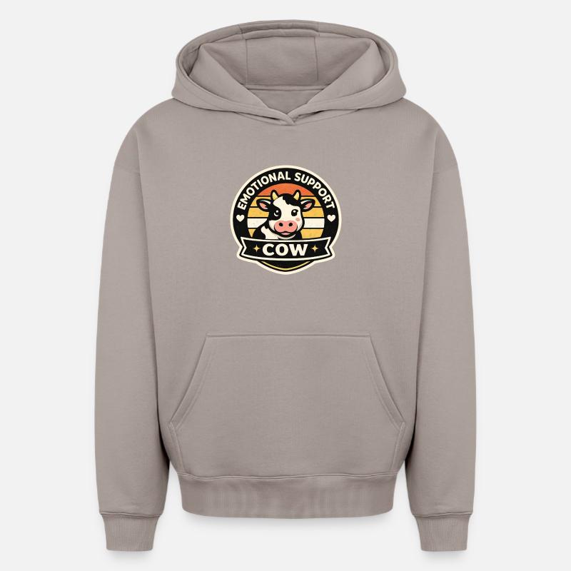 Vache chanceuse - Sweat à capuche unisexe oversize épais SPREAD - taupe