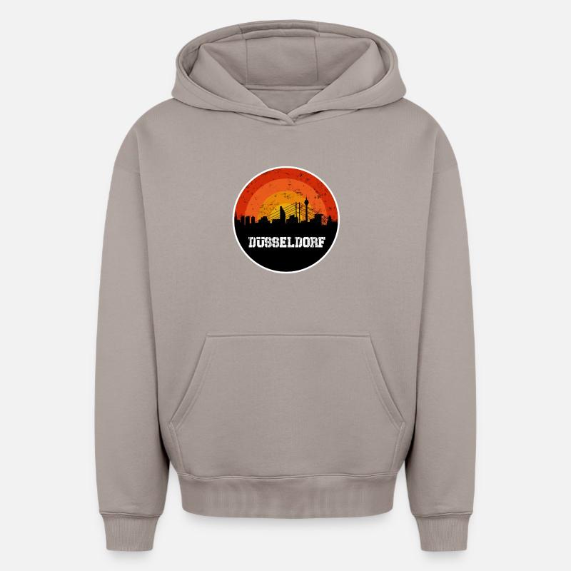 Skyline Düsseldorf - Sweat à capuche unisexe oversize épais SPREAD - taupe