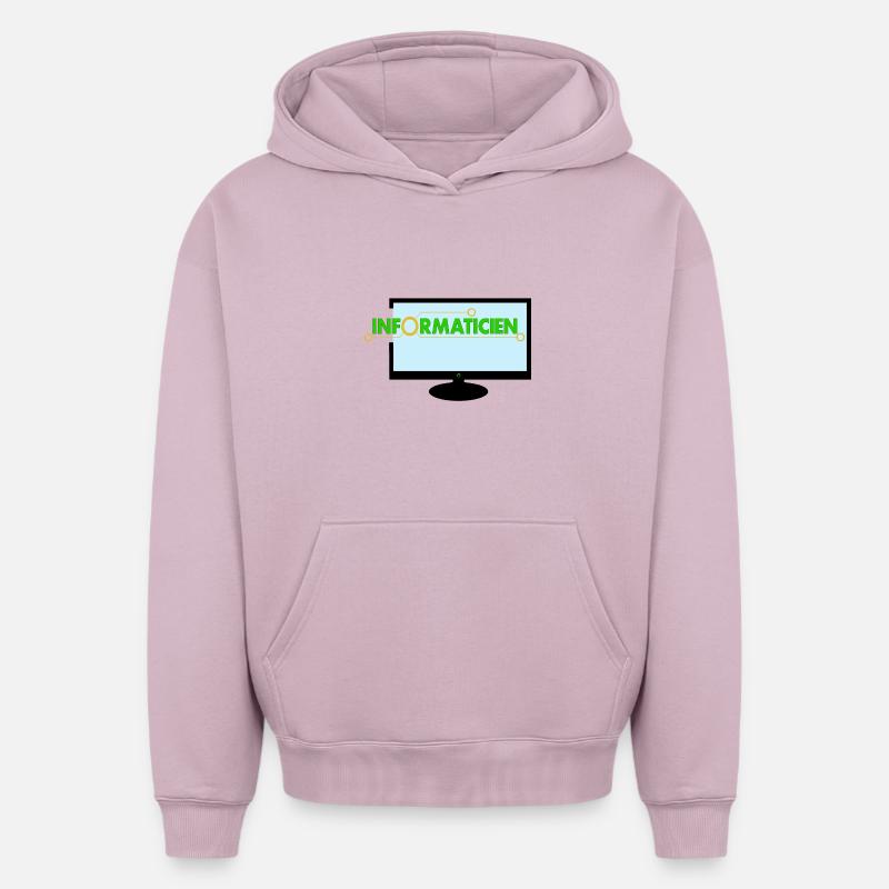 Informaticien - Sweat à capuche unisexe oversize épais SPREAD - rose poudré
