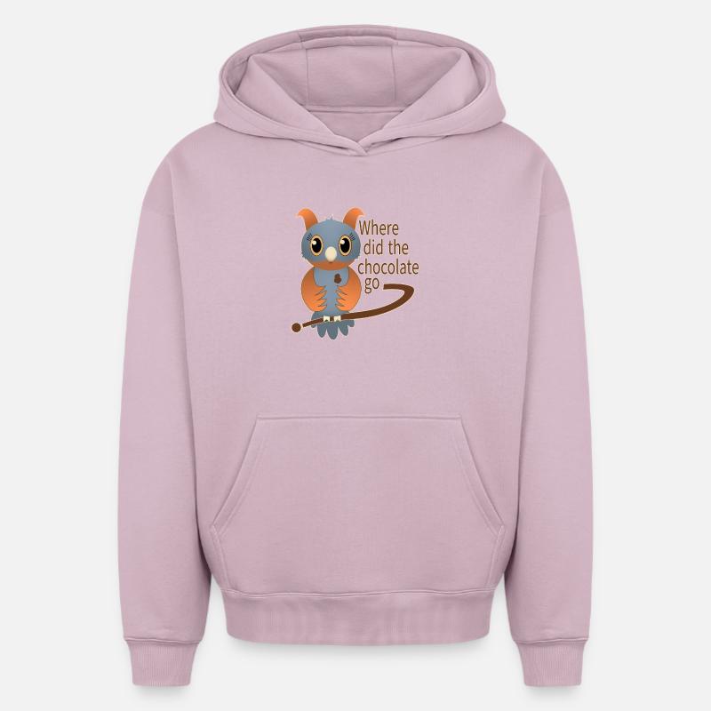 Bleu chocolat - Sweat à capuche unisexe oversize épais SPREAD - rose poudré