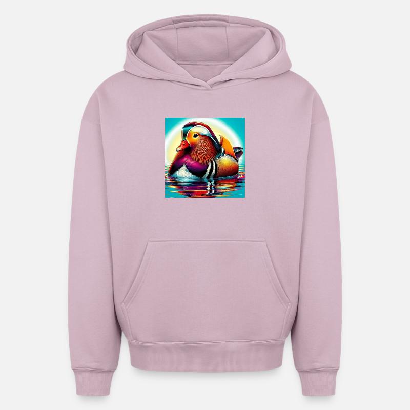 Canard mandarin - Sweat à capuche unisexe oversize épais SPREAD - rose poudré
