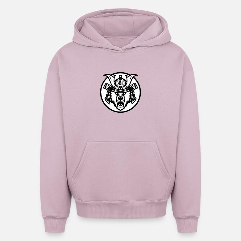Ours Samuraï Ju-1 - Sweat à capuche unisexe oversize épais SPREAD - rose poudré
