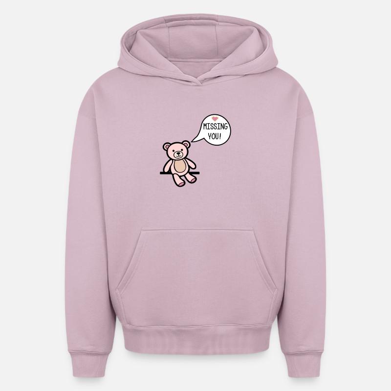 Tu me manque - Sweat à capuche unisexe oversize épais SPREAD - rose poudré