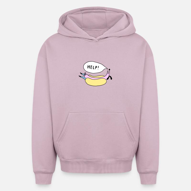Help_Hot_Dog - Sweat à capuche unisexe oversize épais SPREAD - rose poudré