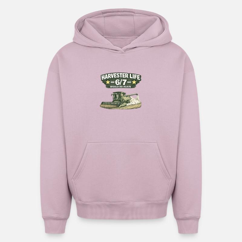 Moissonneuse vie 6/7 « Moissonneuse-batteuse » - Sweat à capuche unisexe oversize épais SPREAD - rose poudré