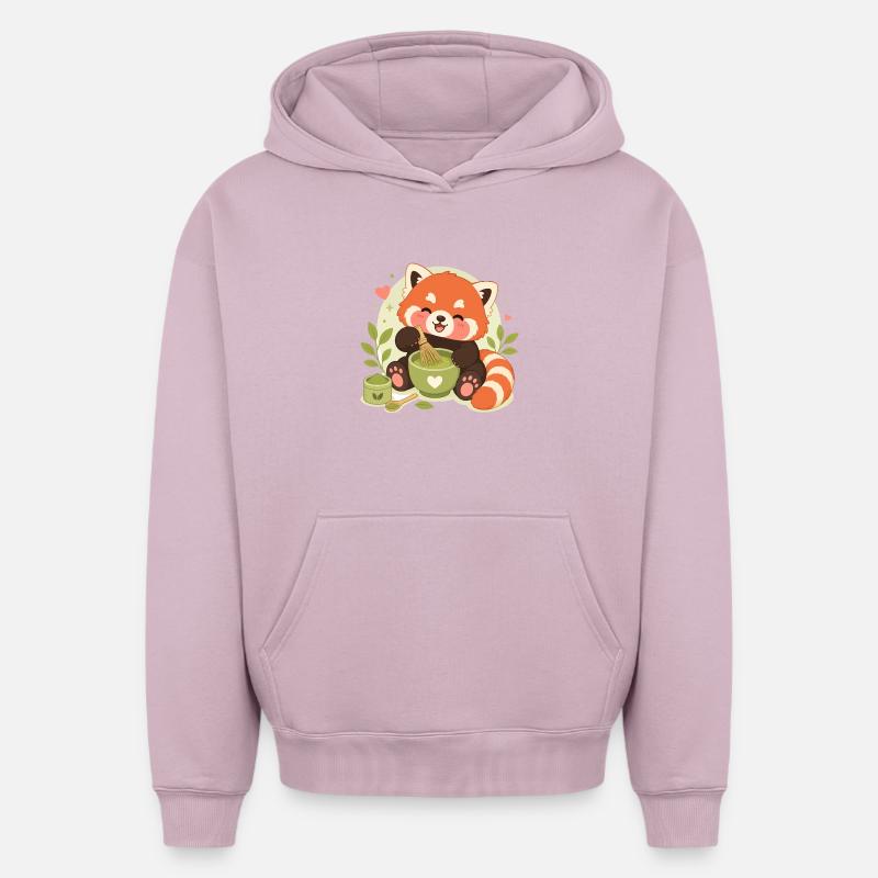 Amour du Matcha Panda Rouge - Sweat à capuche unisexe oversize épais SPREAD - rose poudré
