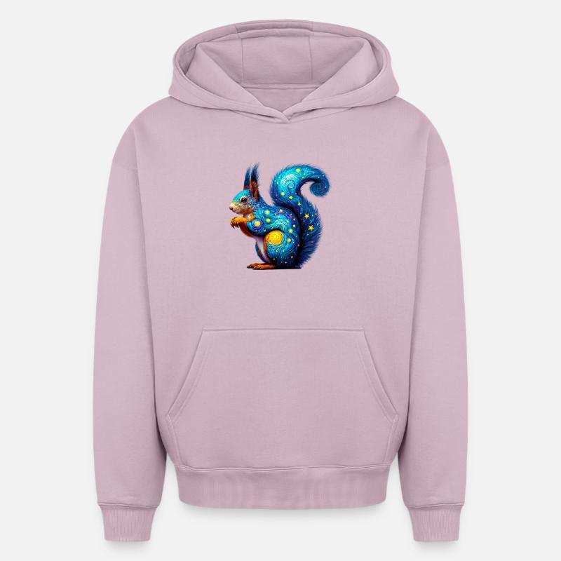 Écureuil - Sweat à capuche unisexe oversize épais SPREAD - rose poudré