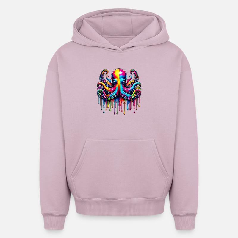 Pieuvre - Sweat à capuche unisexe oversize épais SPREAD - rose poudré
