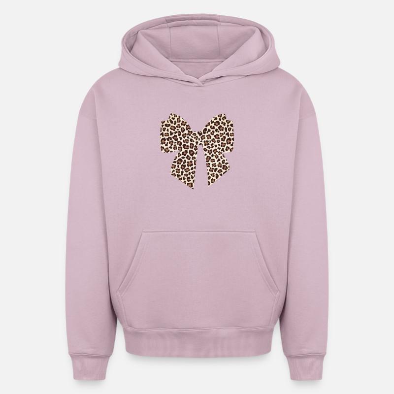 Noeud leopard idée cadeau  - Sweat à capuche unisexe oversize épais SPREAD - rose poudré