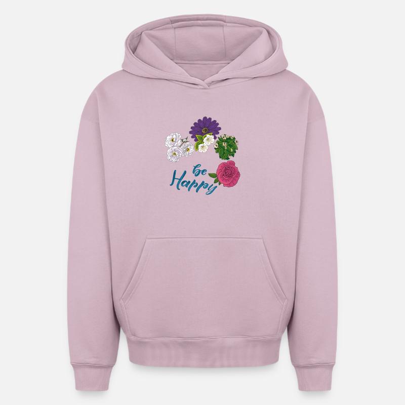 Sois heureux - Sweat à capuche unisexe oversize épais SPREAD - rose poudré