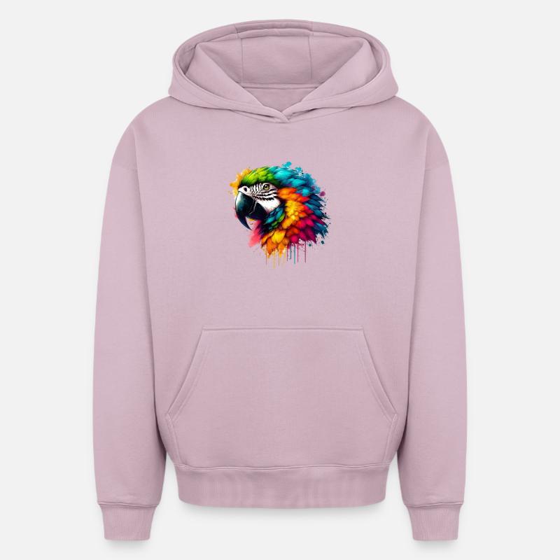 Perroquet - Sweat à capuche unisexe oversize épais SPREAD - rose poudré