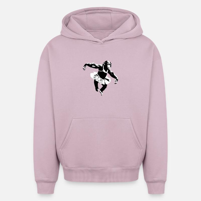 Chimpanzé dansant - Sweat à capuche unisexe oversize épais SPREAD - rose poudré