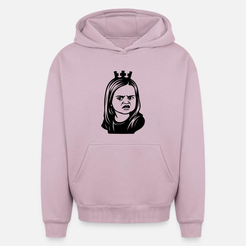 Fille mème sceptique avec couronne - Sweat à capuche unisexe oversize épais SPREAD - rose poudré
