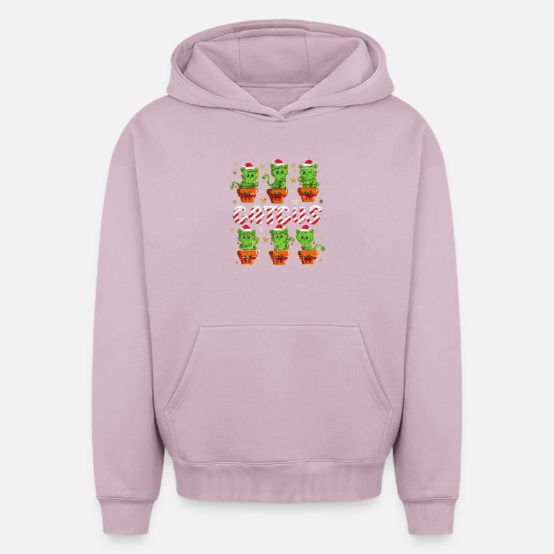Cactus de Noël Caticus - Sweat à capuche unisexe oversize épais SPREAD - rose poudré