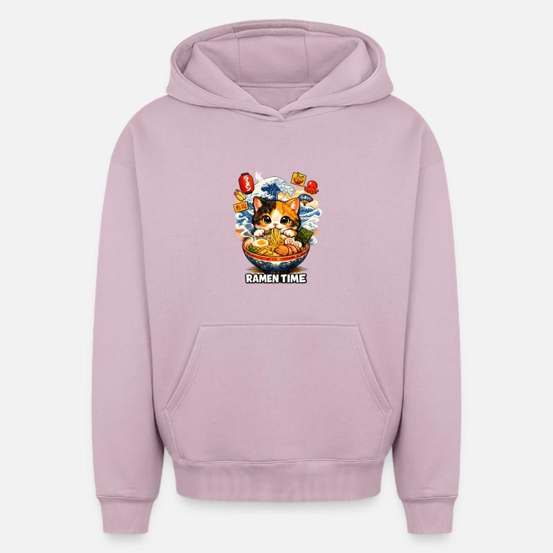Ramen Cat Kanagawa - Sweat à capuche unisexe oversize épais SPREAD - rose poudré