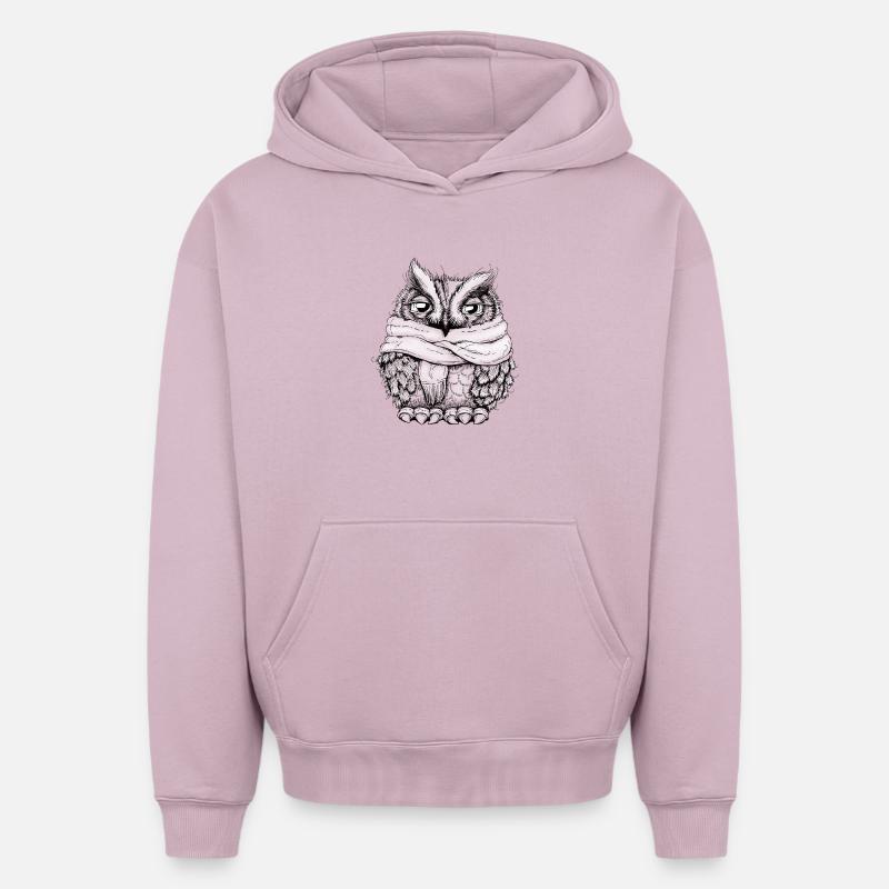 Freezing owl - Sweat à capuche unisexe oversize épais SPREAD - rose poudré