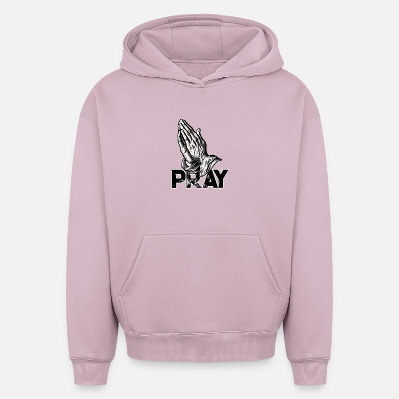 Les mains en prière prient - Sweat à capuche unisexe oversize épais SPREAD - rose poudré