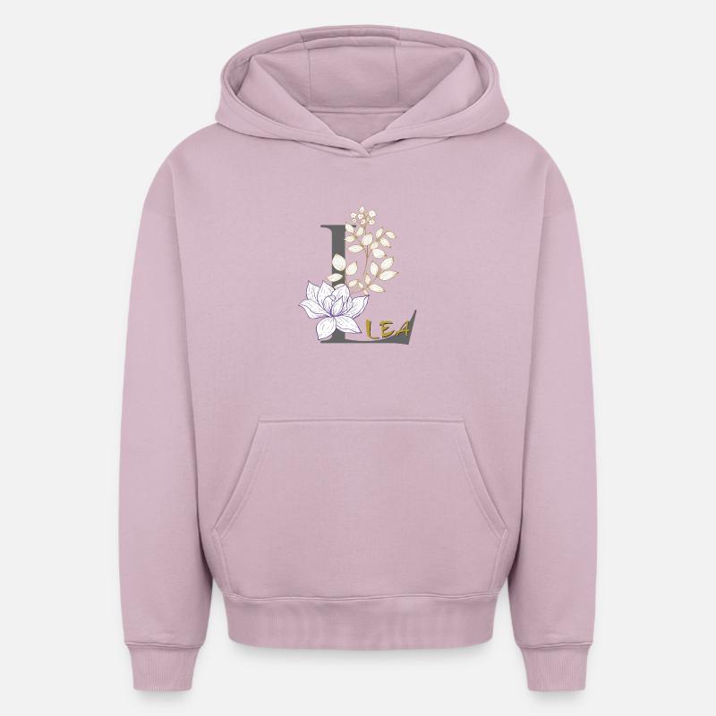 Lettre L Initiale Lea - Sweat à capuche unisexe oversize épais SPREAD - rose poudré